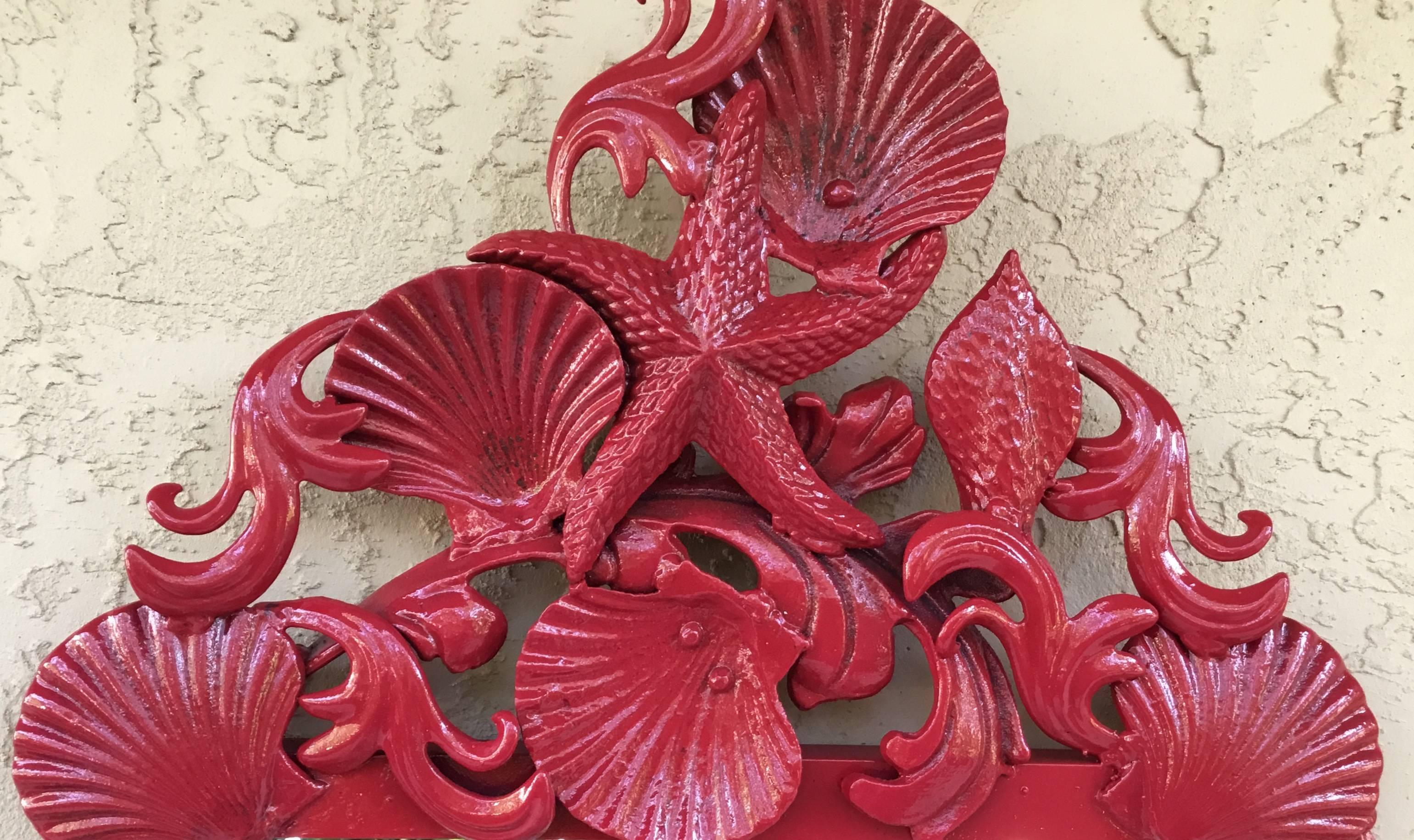 Pair of Red Sea Shell Mirrors 8