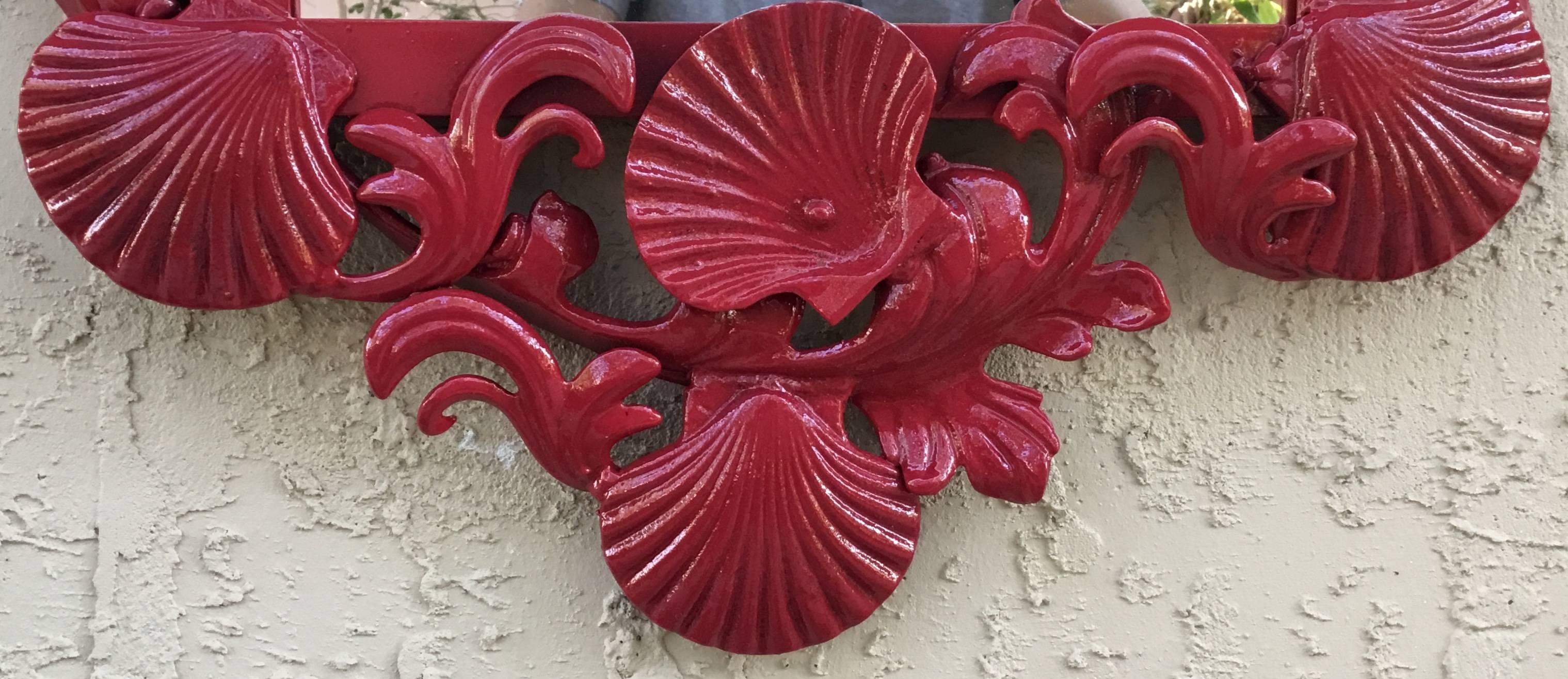 Pair of Red Sea Shell Mirrors In Excellent Condition In Delray Beach, FL