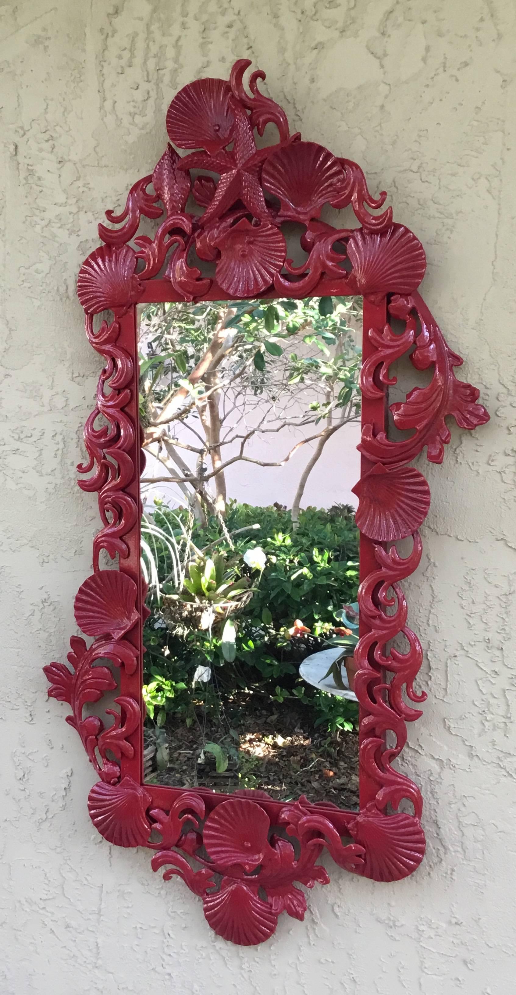 Pair of Red Sea Shell Mirrors 1