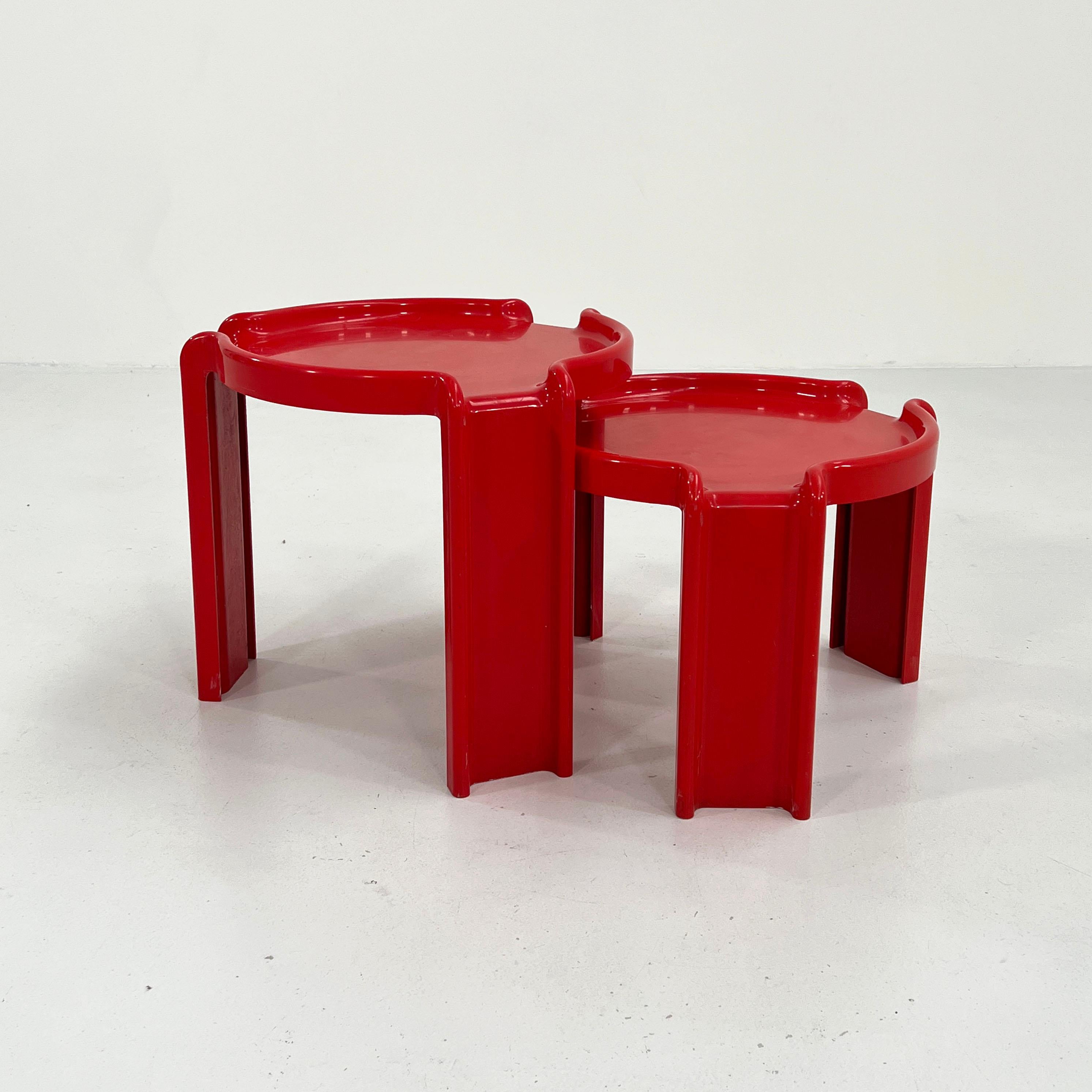 Pair of Red Side Tables by Giotto Stoppino for Kartell, 1970s 1