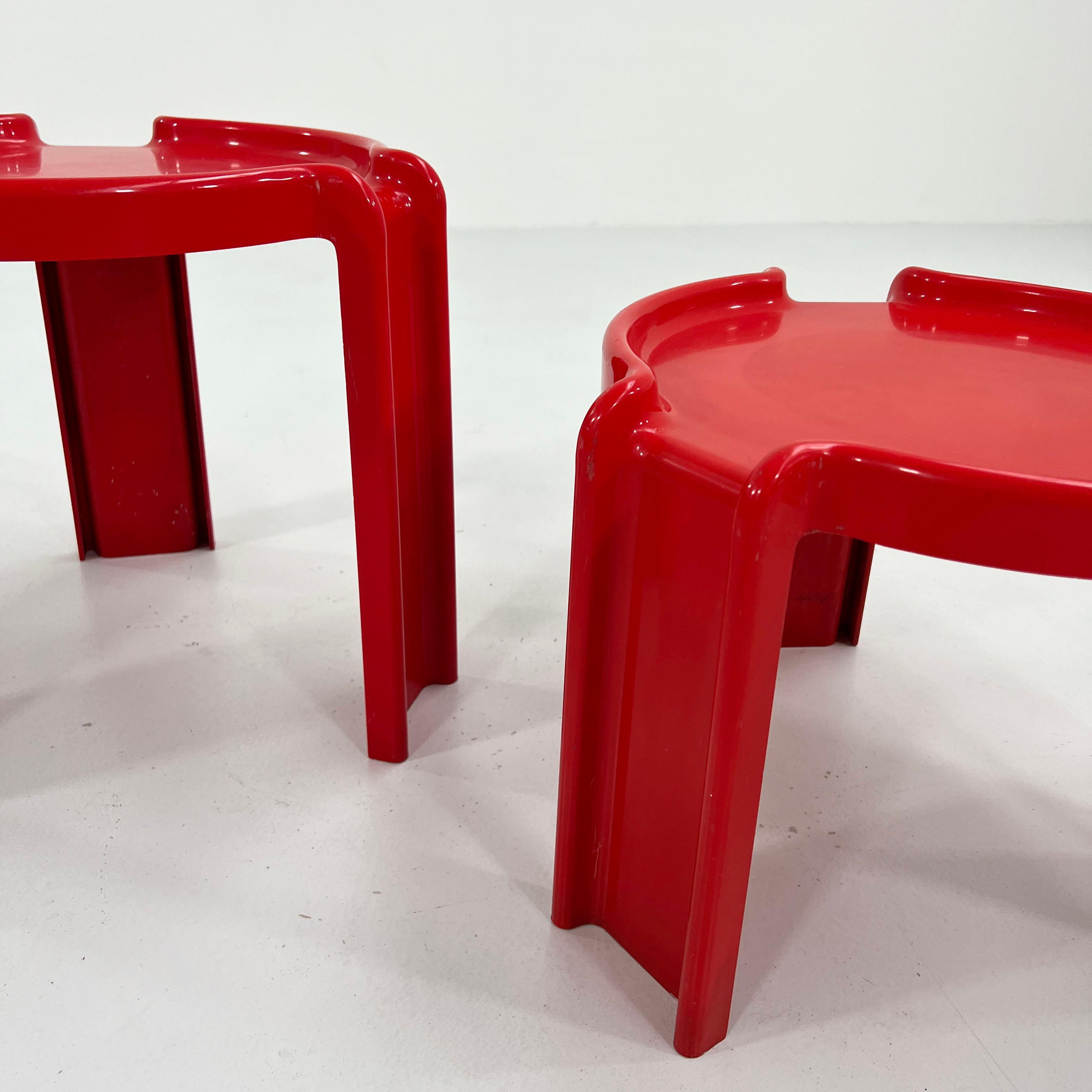 Pair of Red Side Tables by Giotto Stoppino for Kartell, 1970s 2