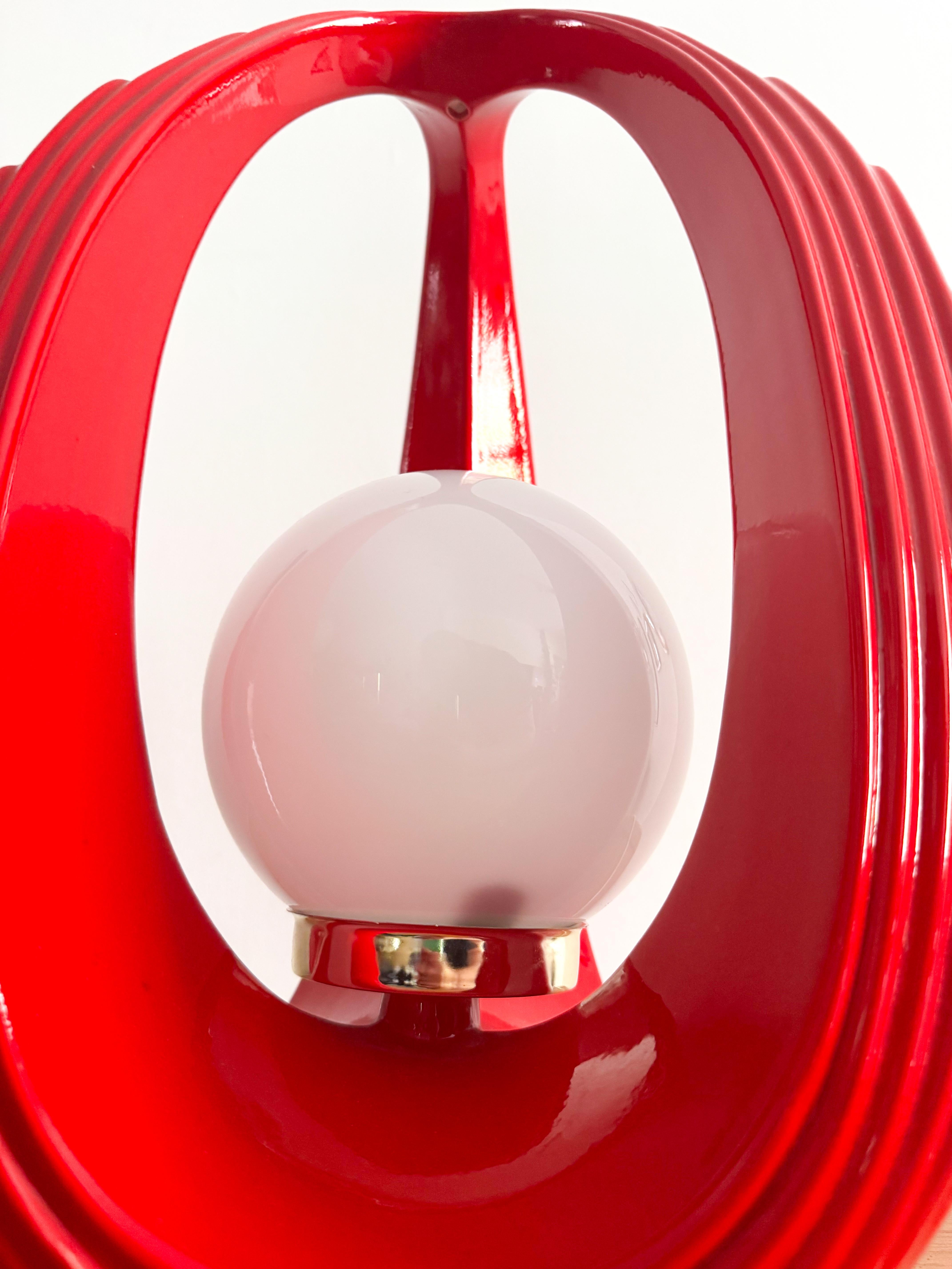 Pair of Red Space Age Sculptural Ceramic Table Lamps, Canada 1980s Post Modern For Sale 3