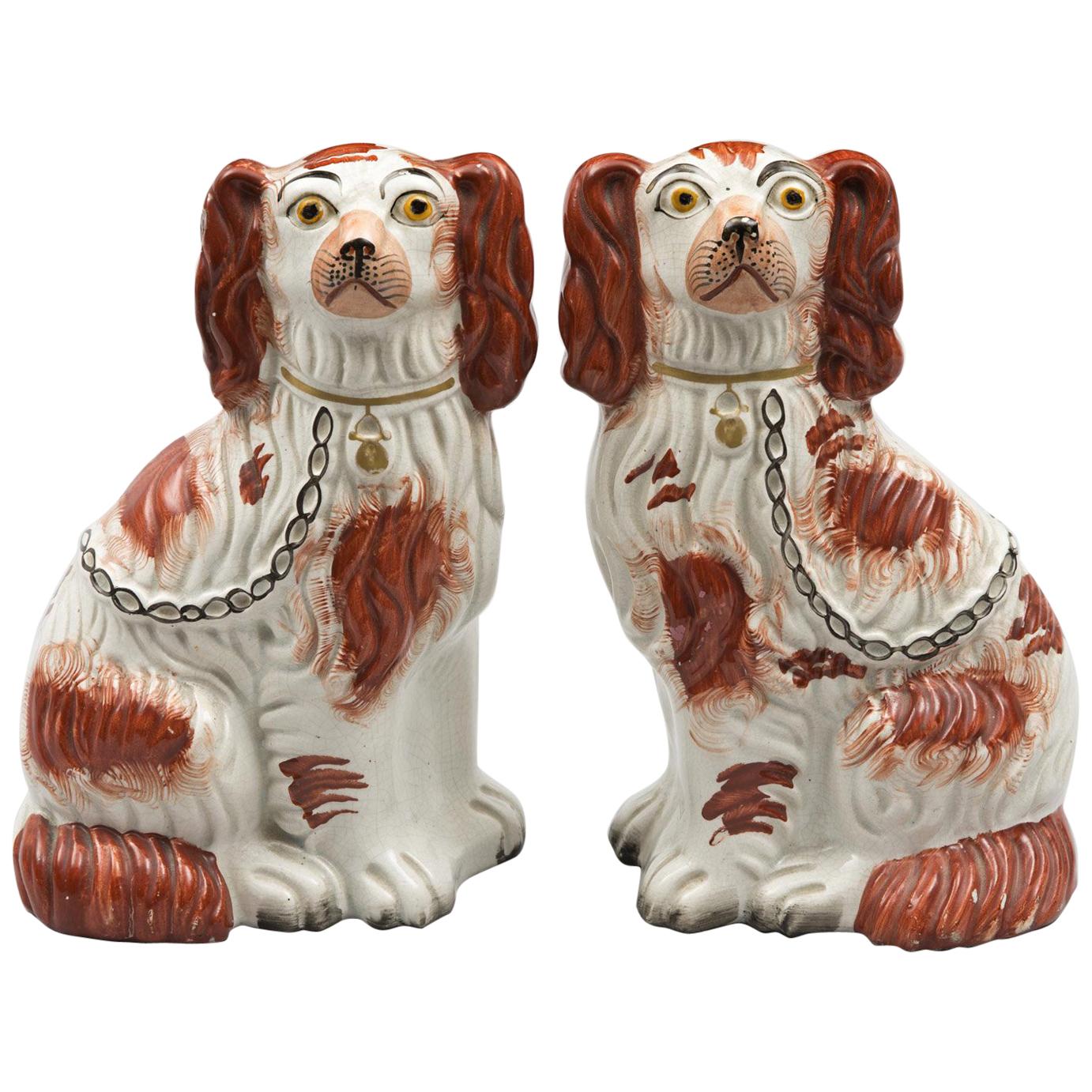 Pair of Red Staffordshire Dogs For Sale