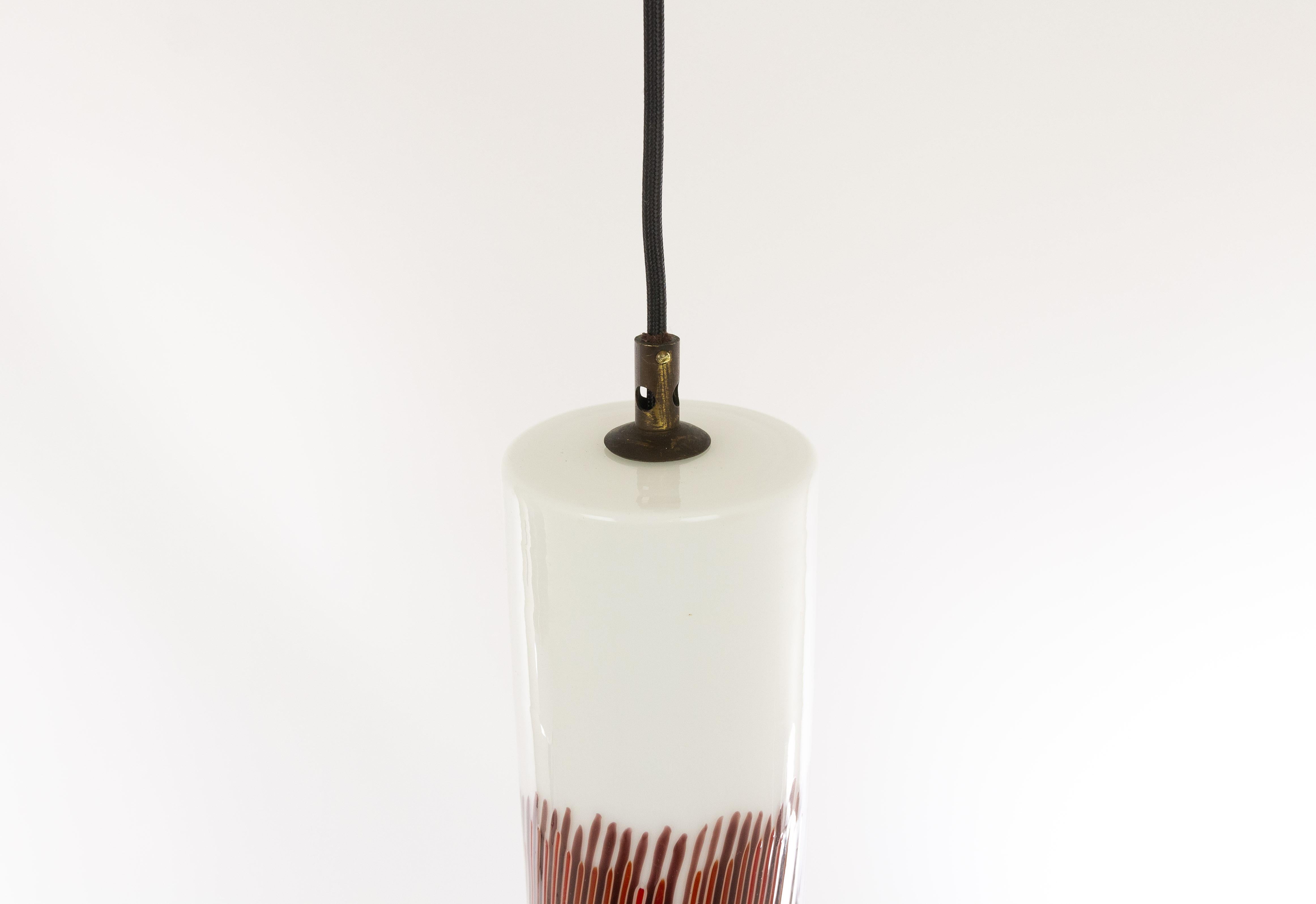 Pair of Red Striped Glass Pendants by Massimo Vignelli for Venini, 1950s 1