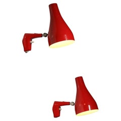 Coppia di faretti da parete rossi svedesi ASEA degli anni ’60