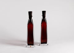 Pair of Red Table Lamps by Carl Fagerlund for Orrefors, Sweden, circa 1960s