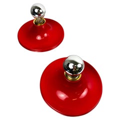Pair of red Targetti Sankey sconces, 1970s, Italy