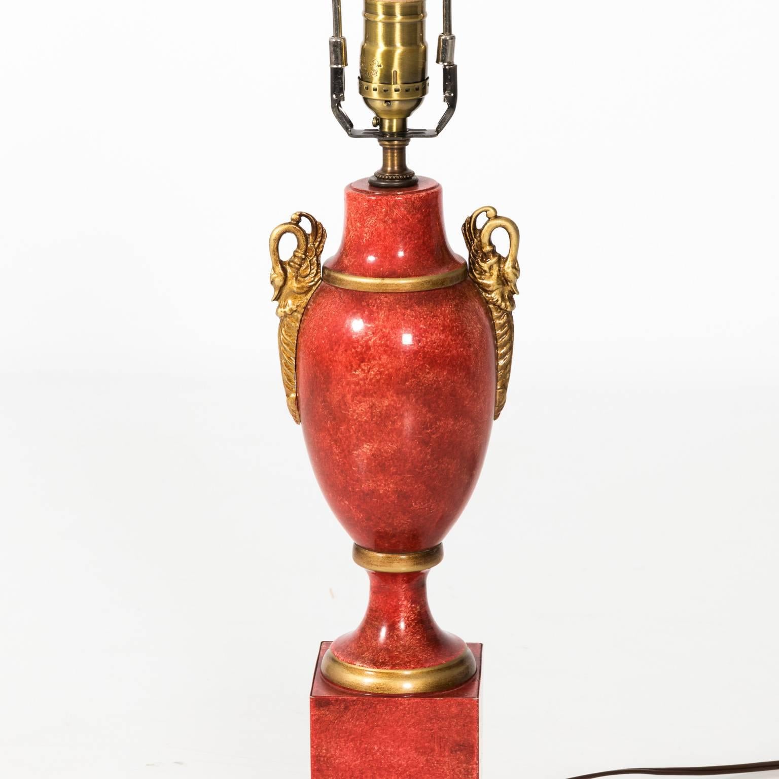 Pair of Red Tole Lamps 3