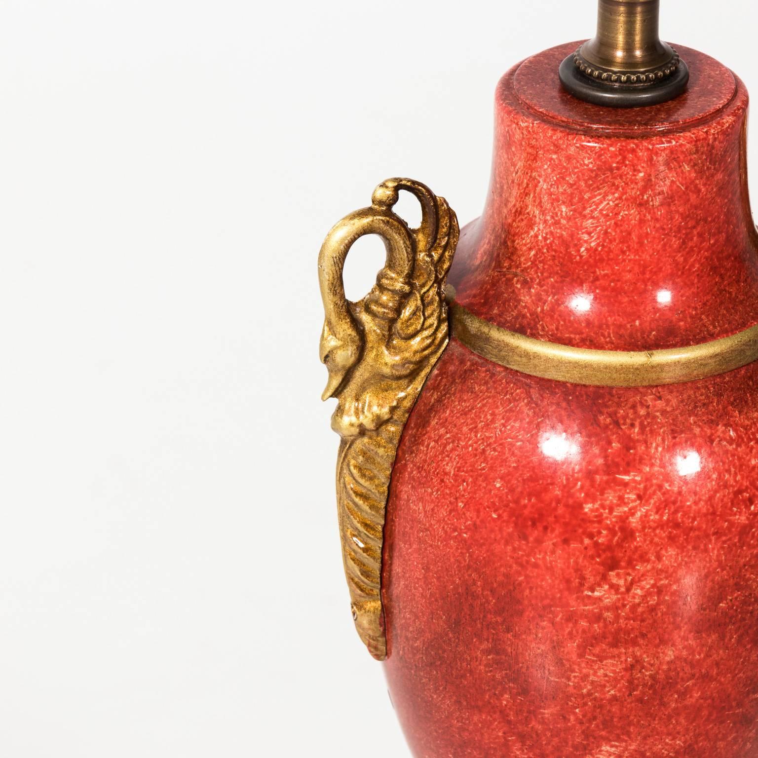 Pair of Red Tole Lamps 5