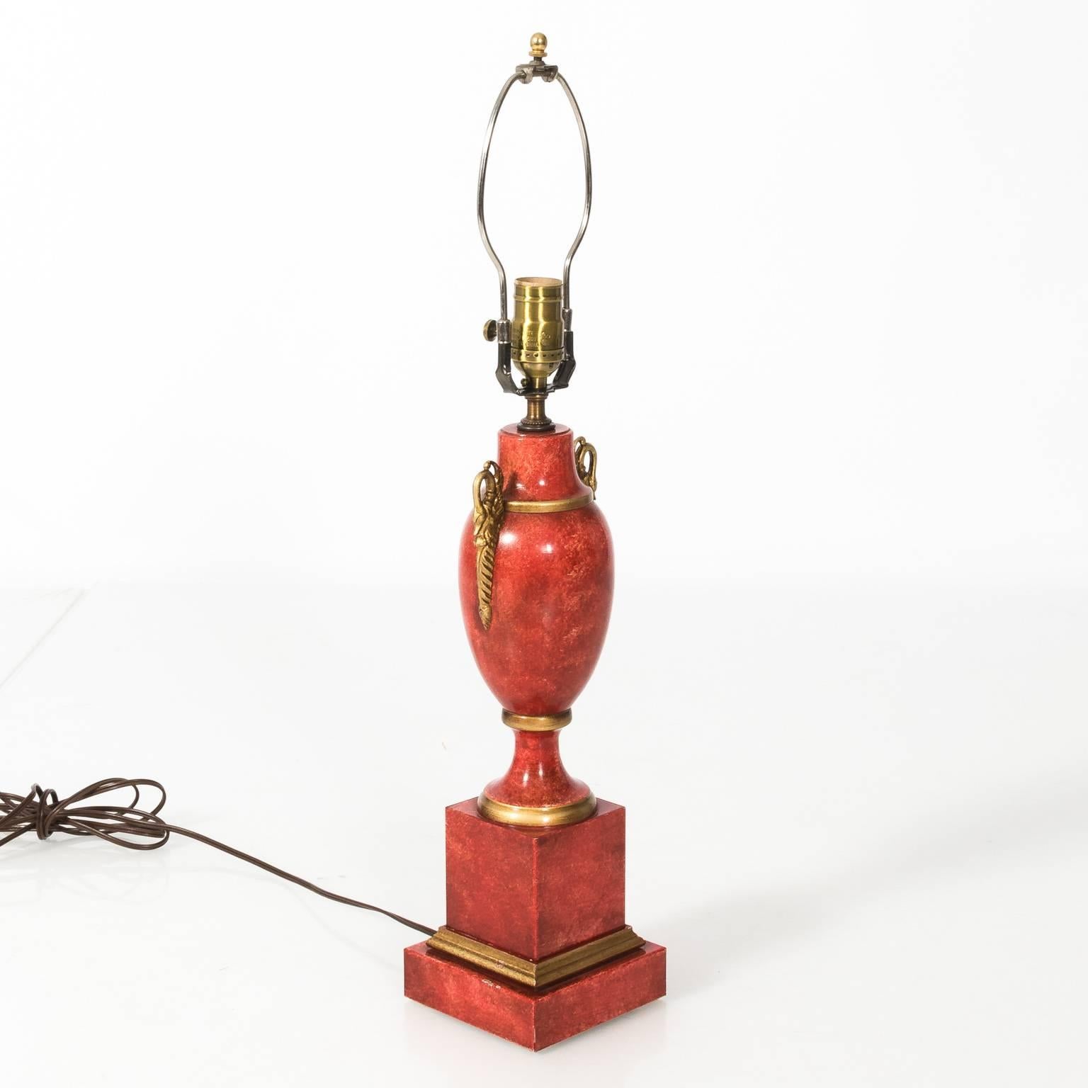 Pair of Red Tole Lamps 8