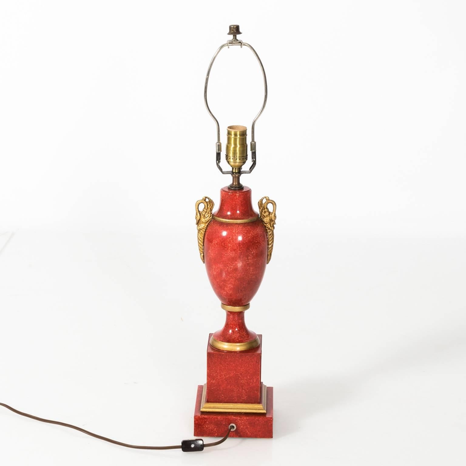 Pair of Red Tole Lamps 1