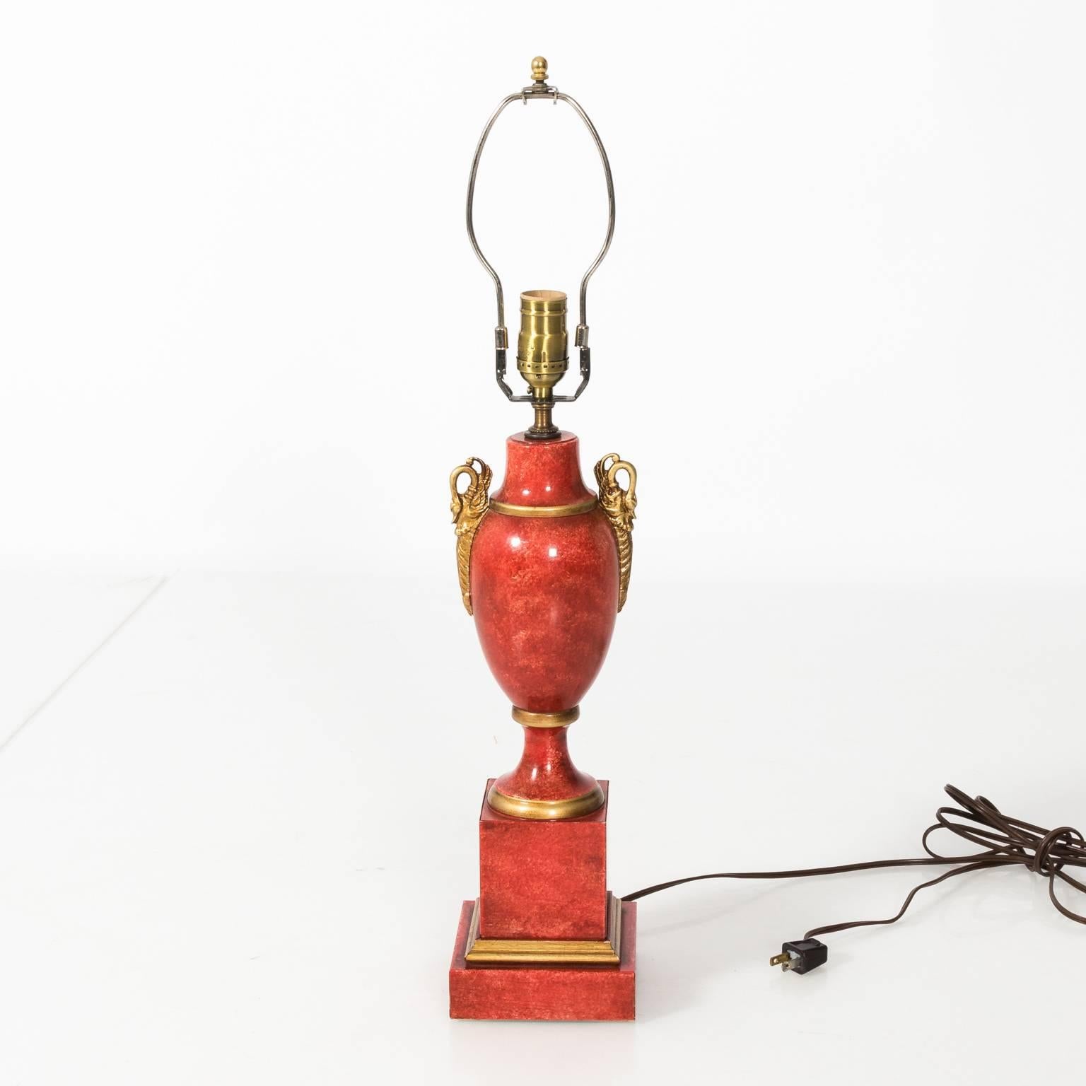 Pair of Red Tole Lamps 2