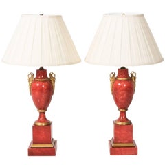 Pair of Red Tole Lamps