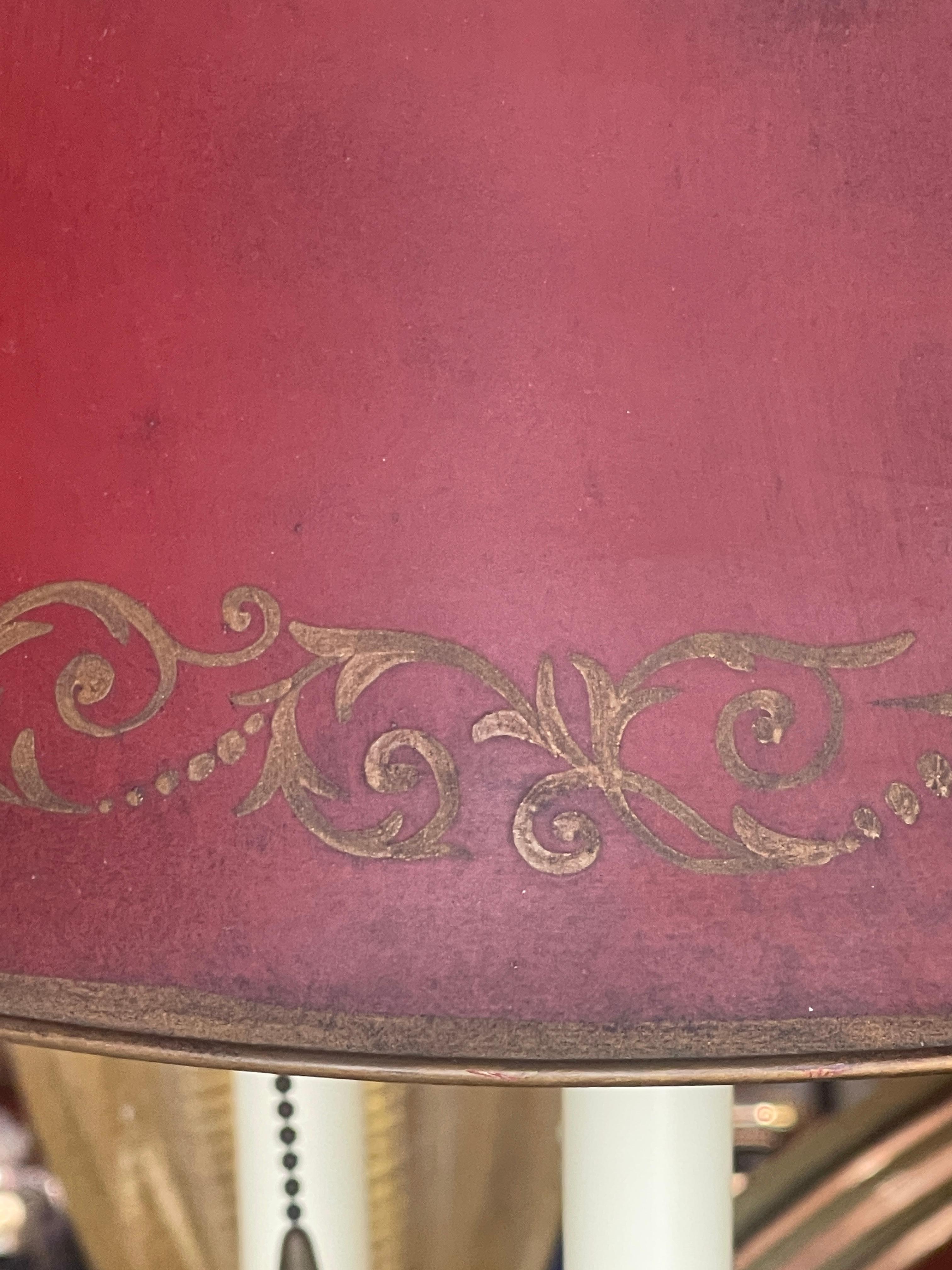 Par de  Tole Rojo, Rocaille Dore Bronce  Lámparas Bouillotte,  (1852-1870) en venta 7