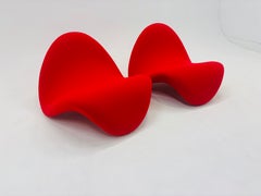 Pair of Red "Tongue" Lounge Chairs (Model 577) by Pierre Paulin for Artifort