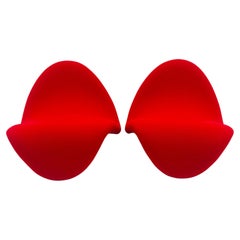 Pair of Red "Tongue" Lounge Chairs (Model 577) by Pierre Paulin for Artifort