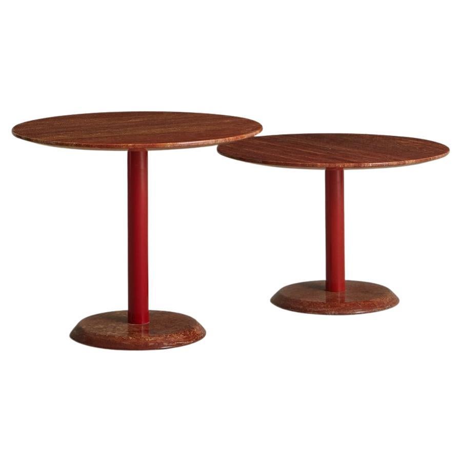 Pair of Red Travertine Nesting Side Tables by Cattelan Italia, 1980s For Sale