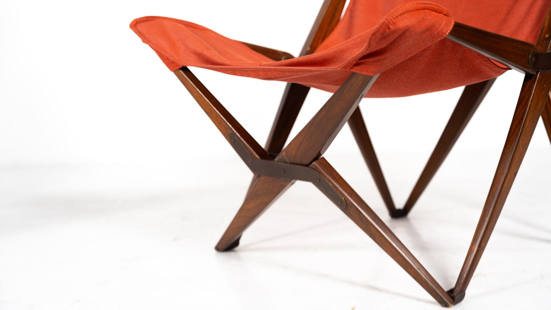 20ième siècle Paire de chaises pliantes Tripolina rouges de Joseph B. Foldes en vente