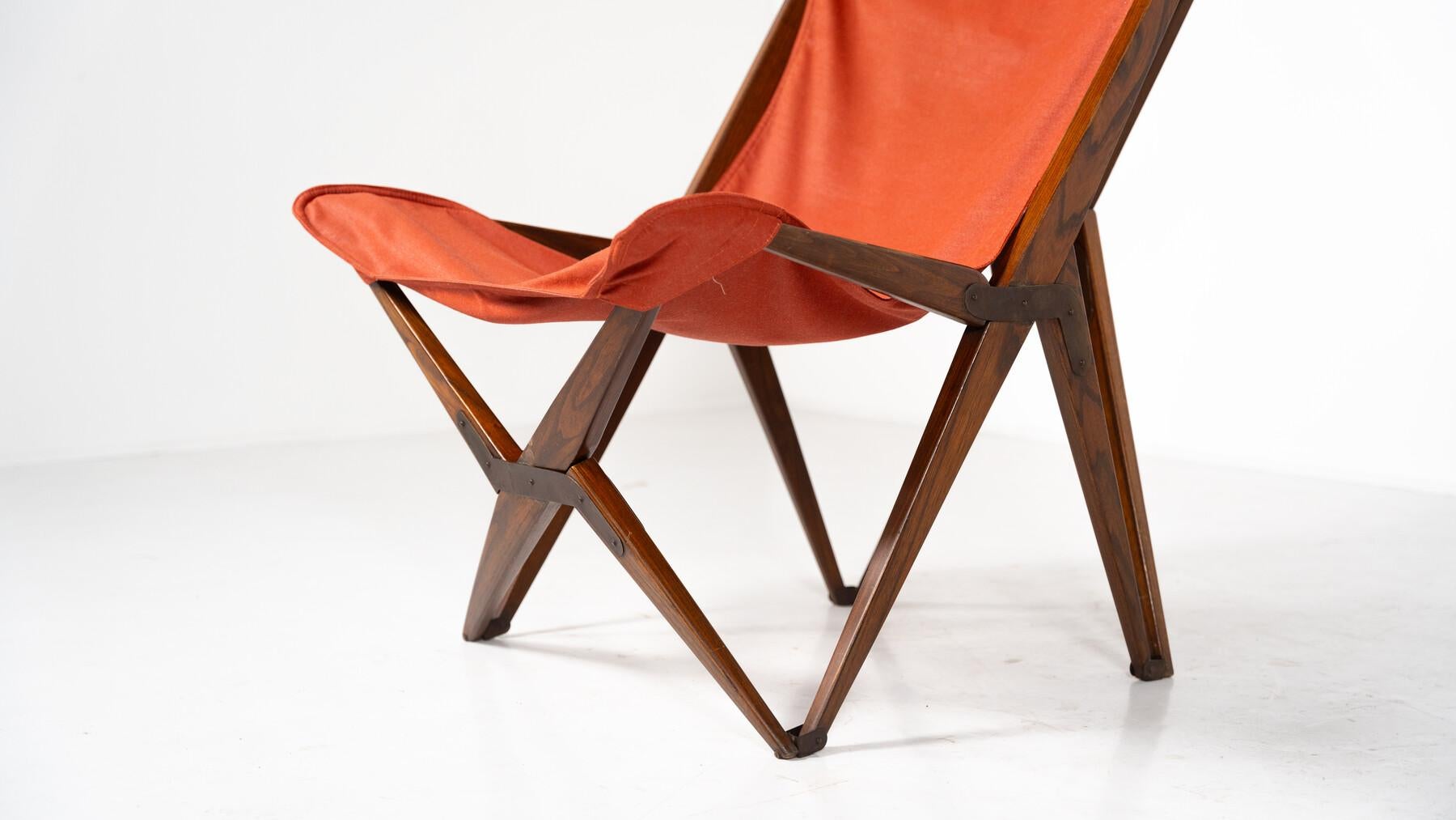 Paire de chaises pliantes Tripolina rouges de Joseph B. Foldes en vente 2