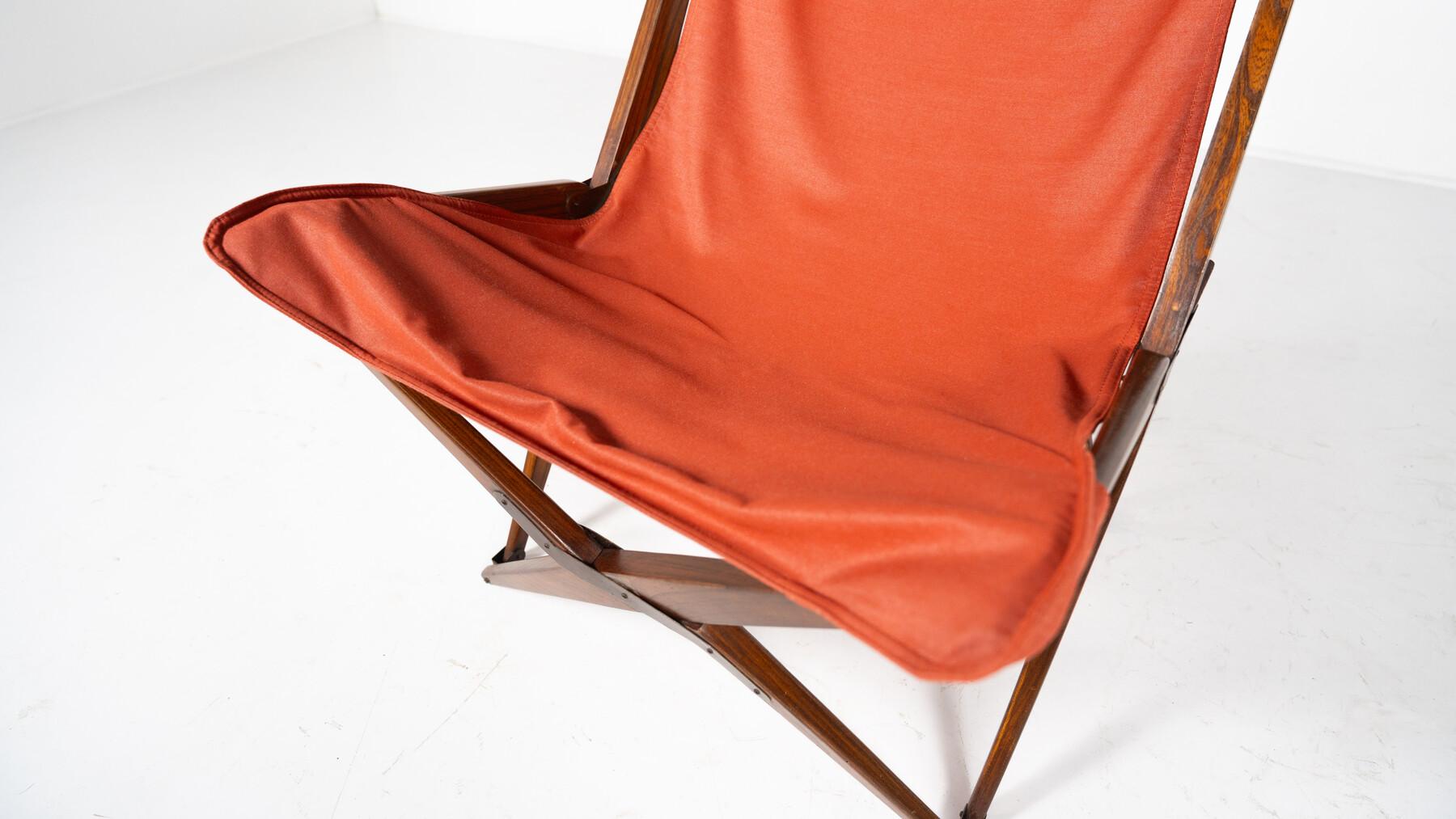Paire de chaises pliantes Tripolina rouges de Joseph B. Foldes en vente 4