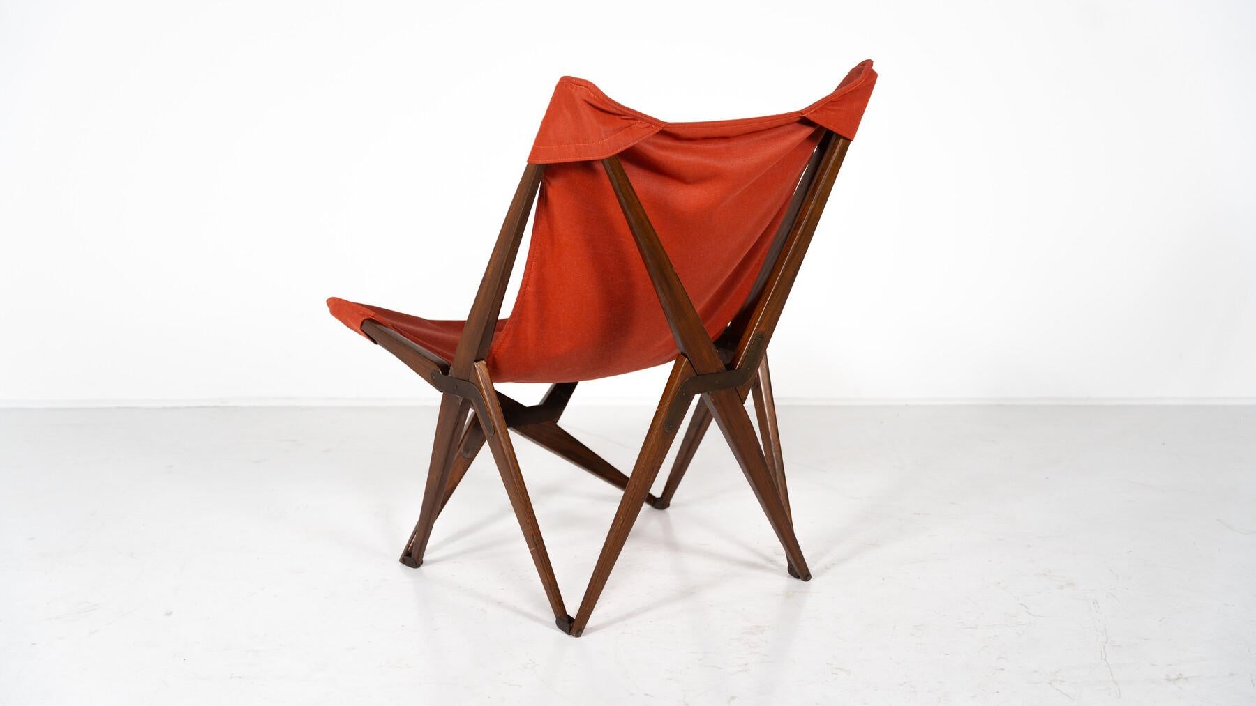 Paire de chaises pliantes Tripolina rouges de Joseph B. Foldes en vente 5