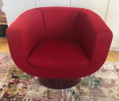 Pair of Red Tulip Chairs by Jeffrey Bernett for B&B Italia Chrome Base