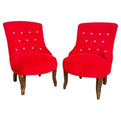 Antique Pair of Red Velvet Armchairs' 900s -Antiques-