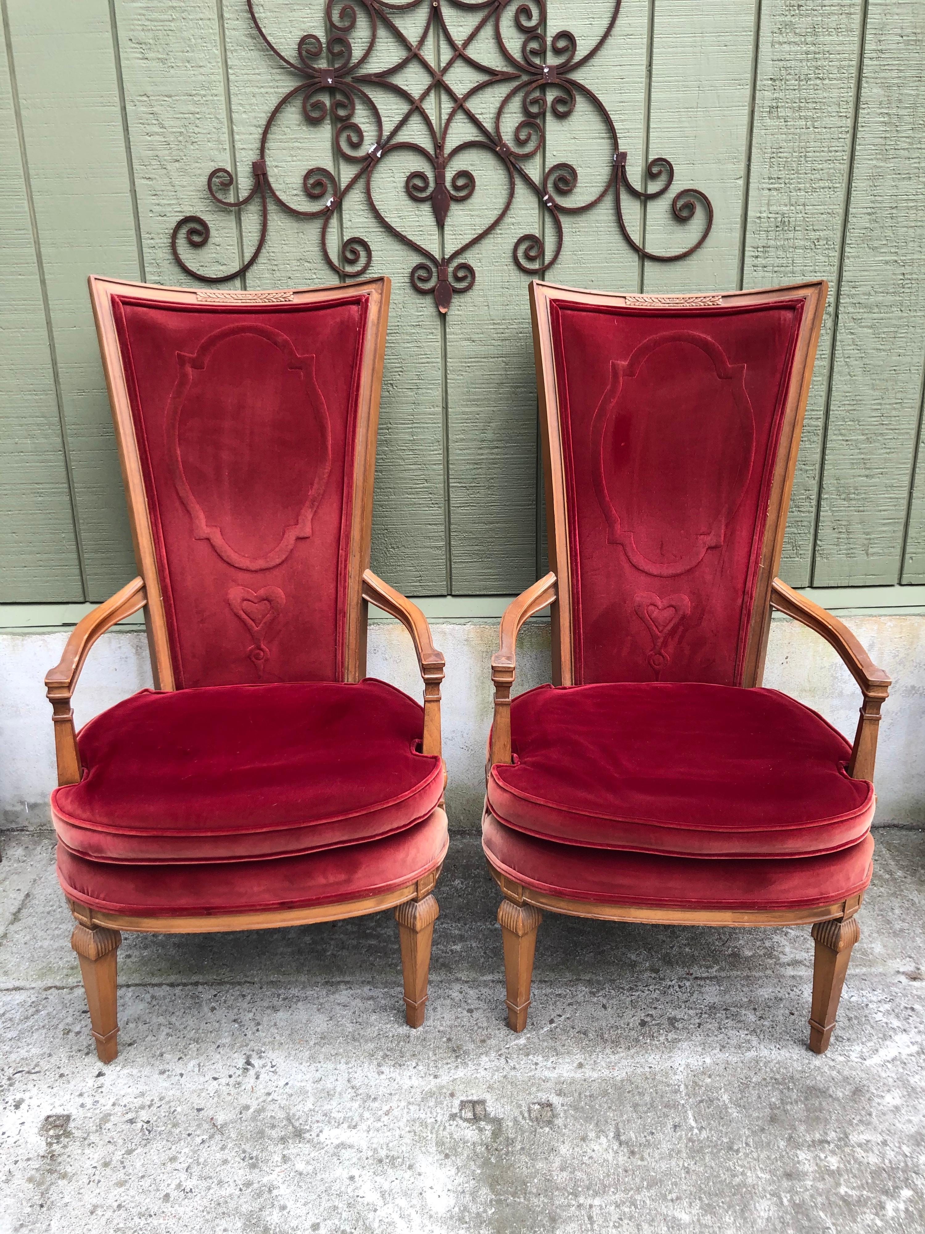 red velvet high back chair