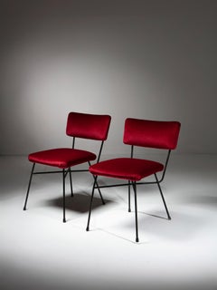 Pair of Red Velvet "Urania" Chairs by BBPR for Arflex