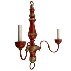 Pair of Red Venetian Wood Sconces