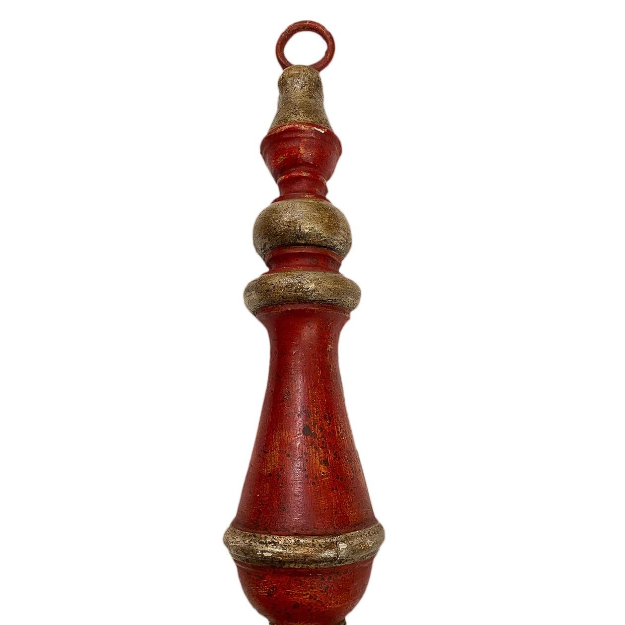 Painted Pair of Red Venetian Wood Sconces For Sale