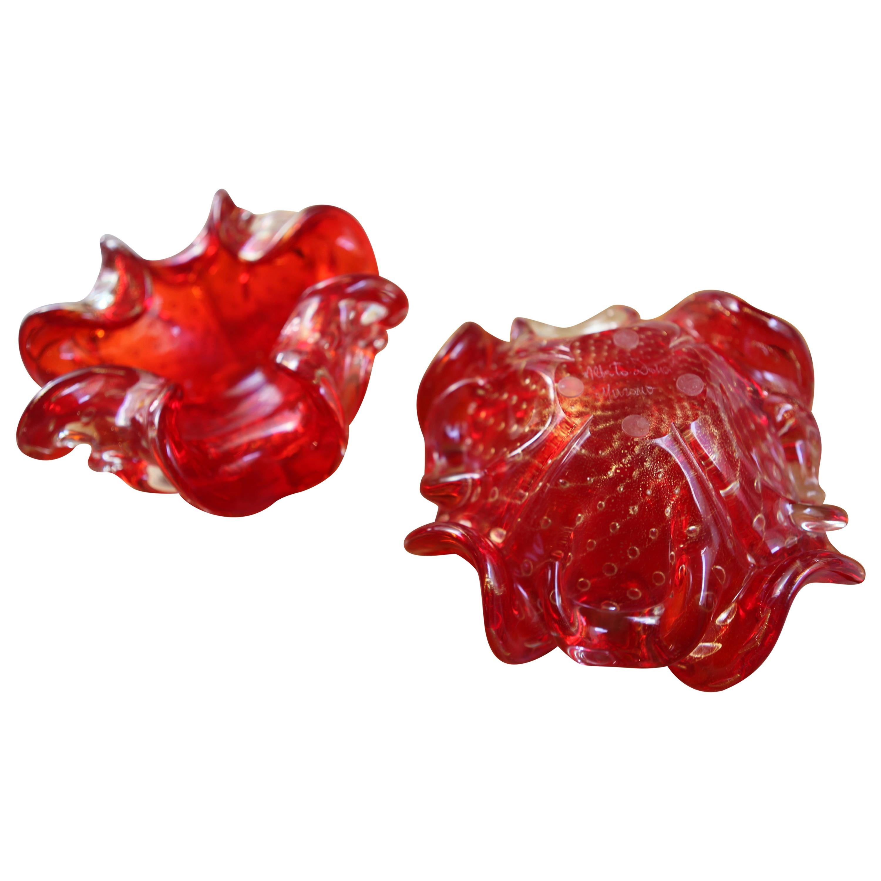 Pair of Red Vide-Poche or Ashtray a Dona, 1980