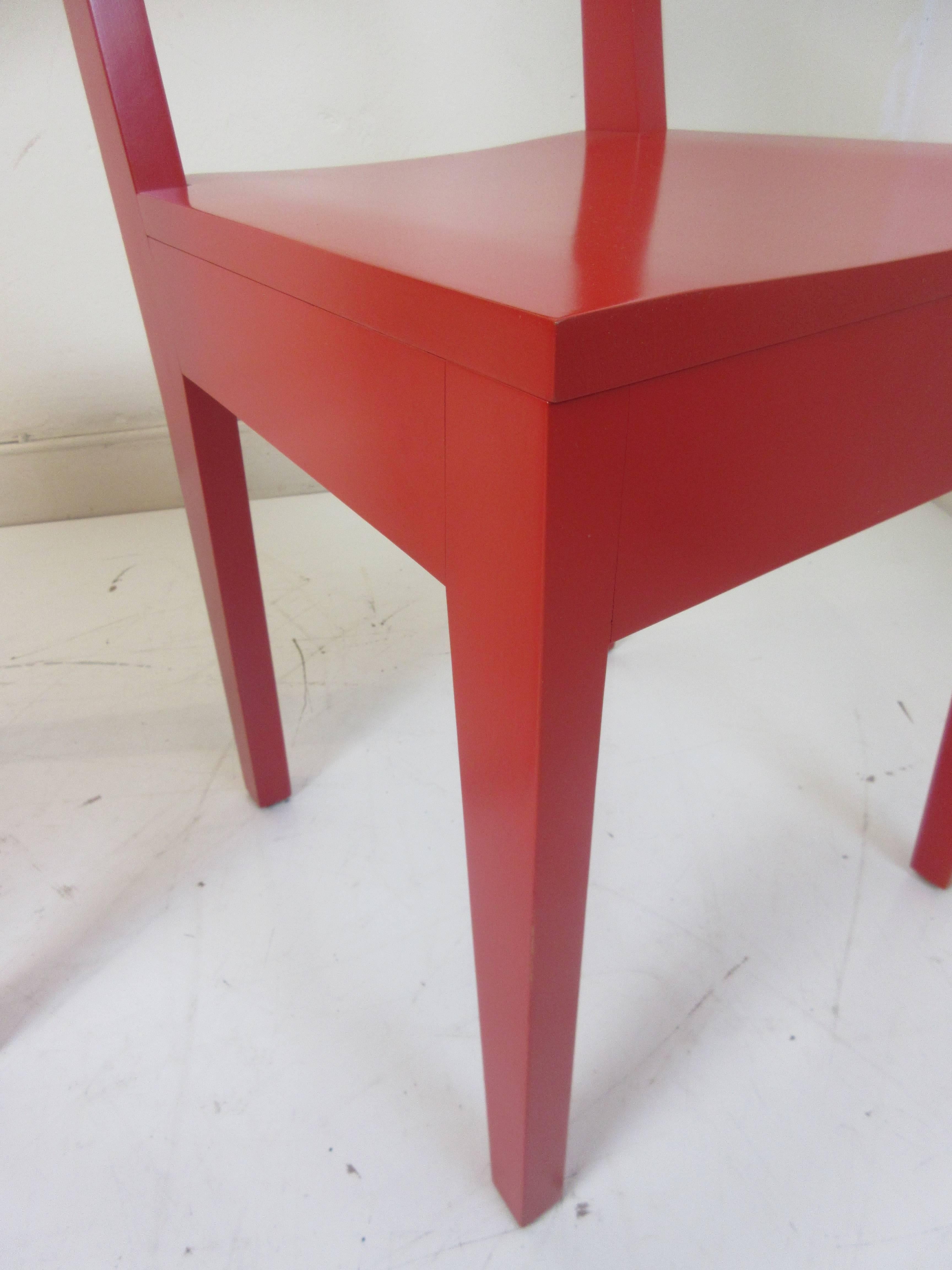 American Pair of Red Wood Chairs