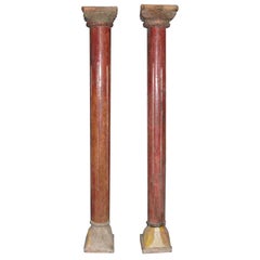 Pair of Red Wood Columns