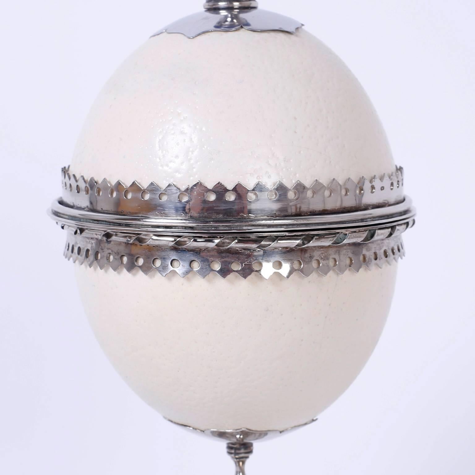 British Colonial Pair of Redmile Ostrich Egg Garnitures
