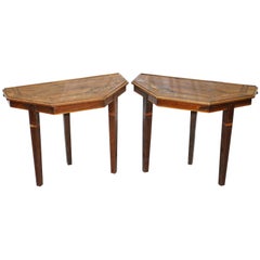 Pair of Redwood and Satinwood Strung Side Tables Joining Making One Coffee Table