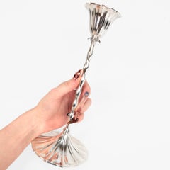 Coppia di candelieri Reed & Barton in argento sterling, stile Art Déco americano, da 10 pollici