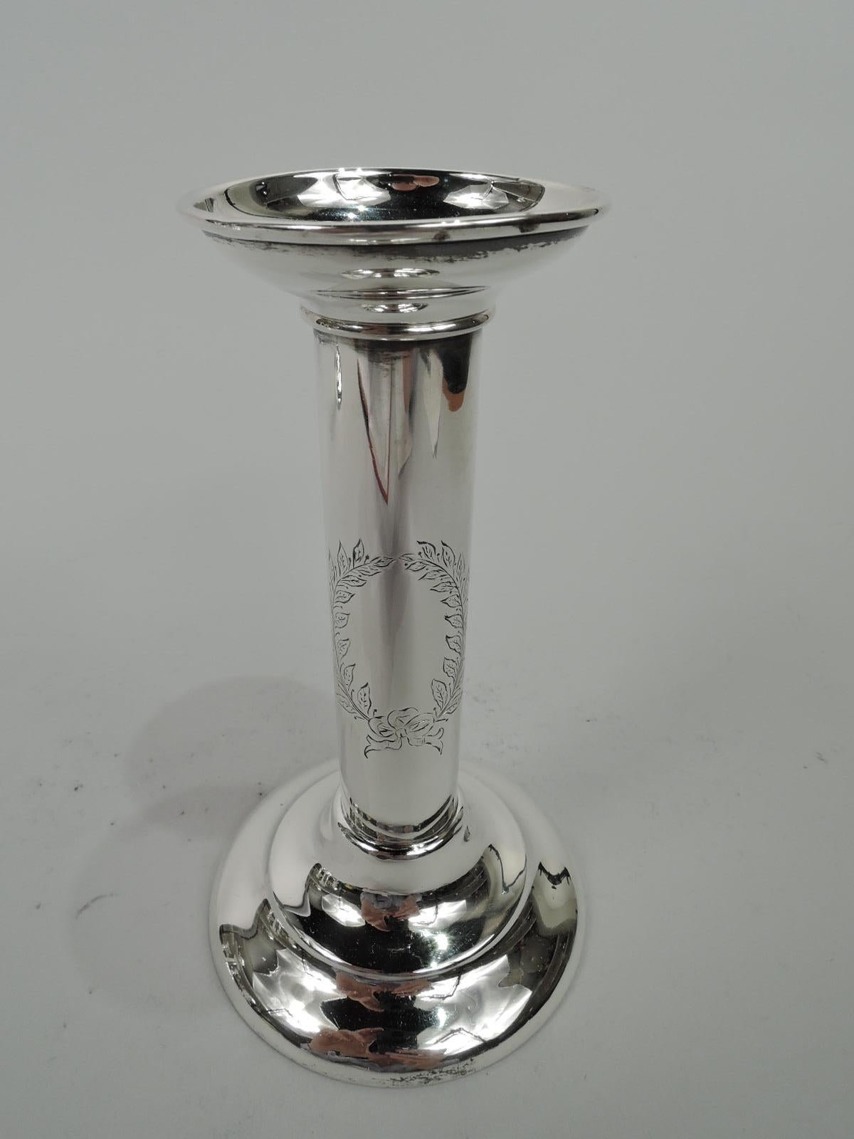 American Pair of Reed & Barton Edwardian Classical Sterling Silver Candlesticks