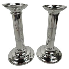 Pair of Reed & Barton Edwardian Classical Sterling Silver Candlesticks