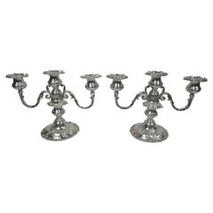 Pair of Reed & Barton Francis I Low 3-Light Candelabra, 1950
