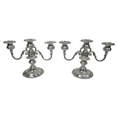 Pair of Reed & Barton Francis I Low 3-Light Candelabra, 1950