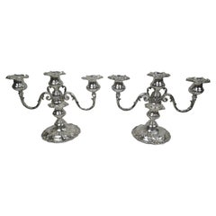 Vintage Pair of Reed & Barton Francis I Low 3-Light Candelabra, 1950