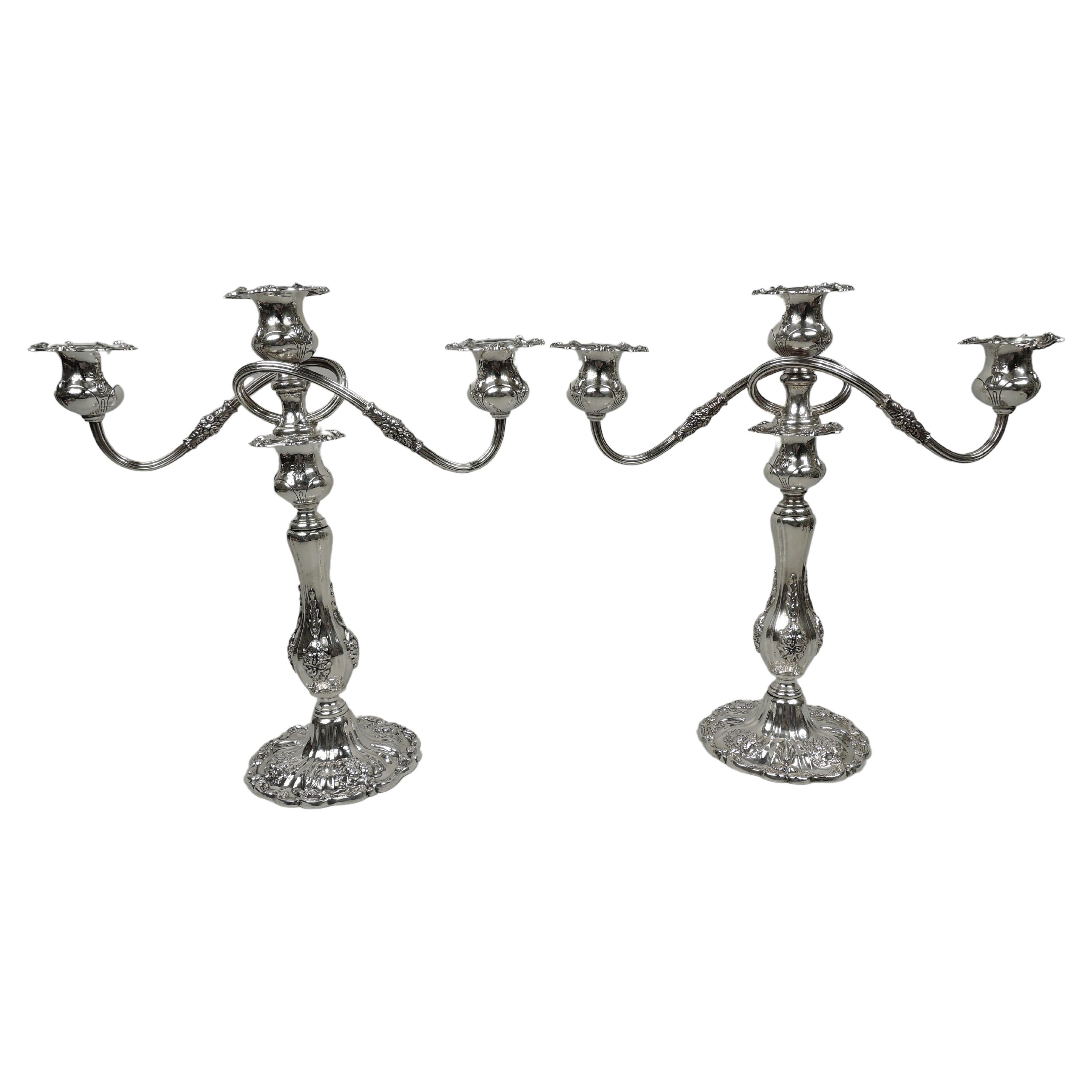 Pair of Reed & Barton Francis I Sterling Silver 3-Light Candelabra For Sale