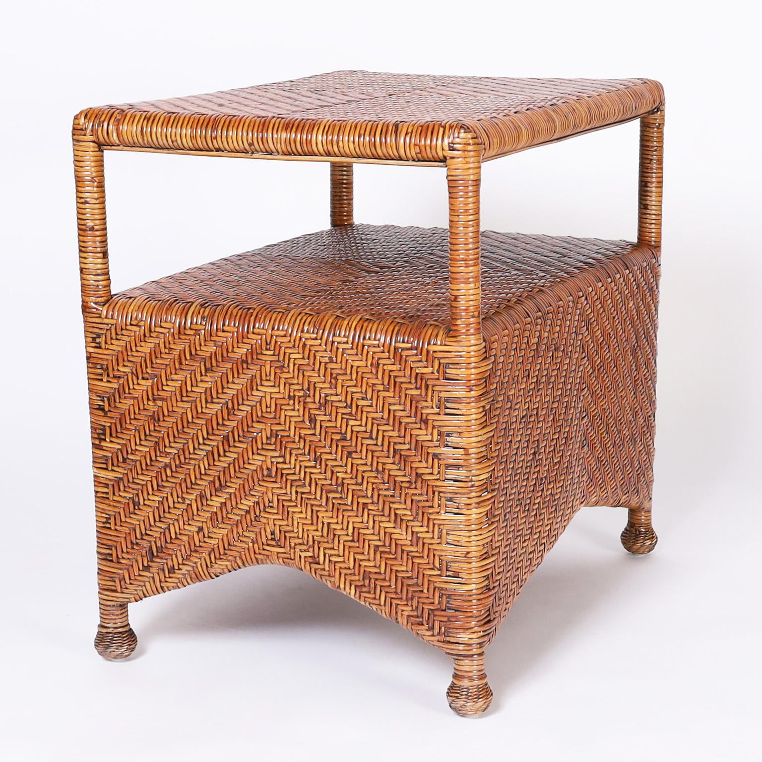 Pair of Reed Wrapped End Tables or Stands For Sale at 1stDibs | or stands
