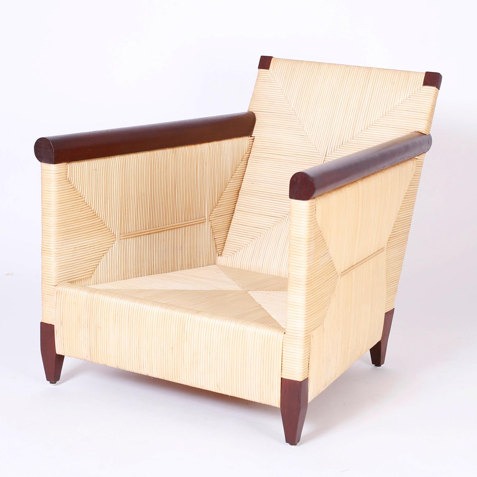 Pair of Reed Wrapped Lounge Chairs 2