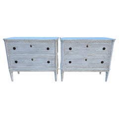 Pair of Reeded Gustavian Style Commodes Chest of Drawers