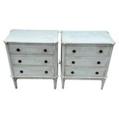 Pair of Reeded Gustavian Style Commodes Chest of Drawers