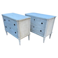 Pair of Reeded Gustavian Style Commodes Chest of Drawers