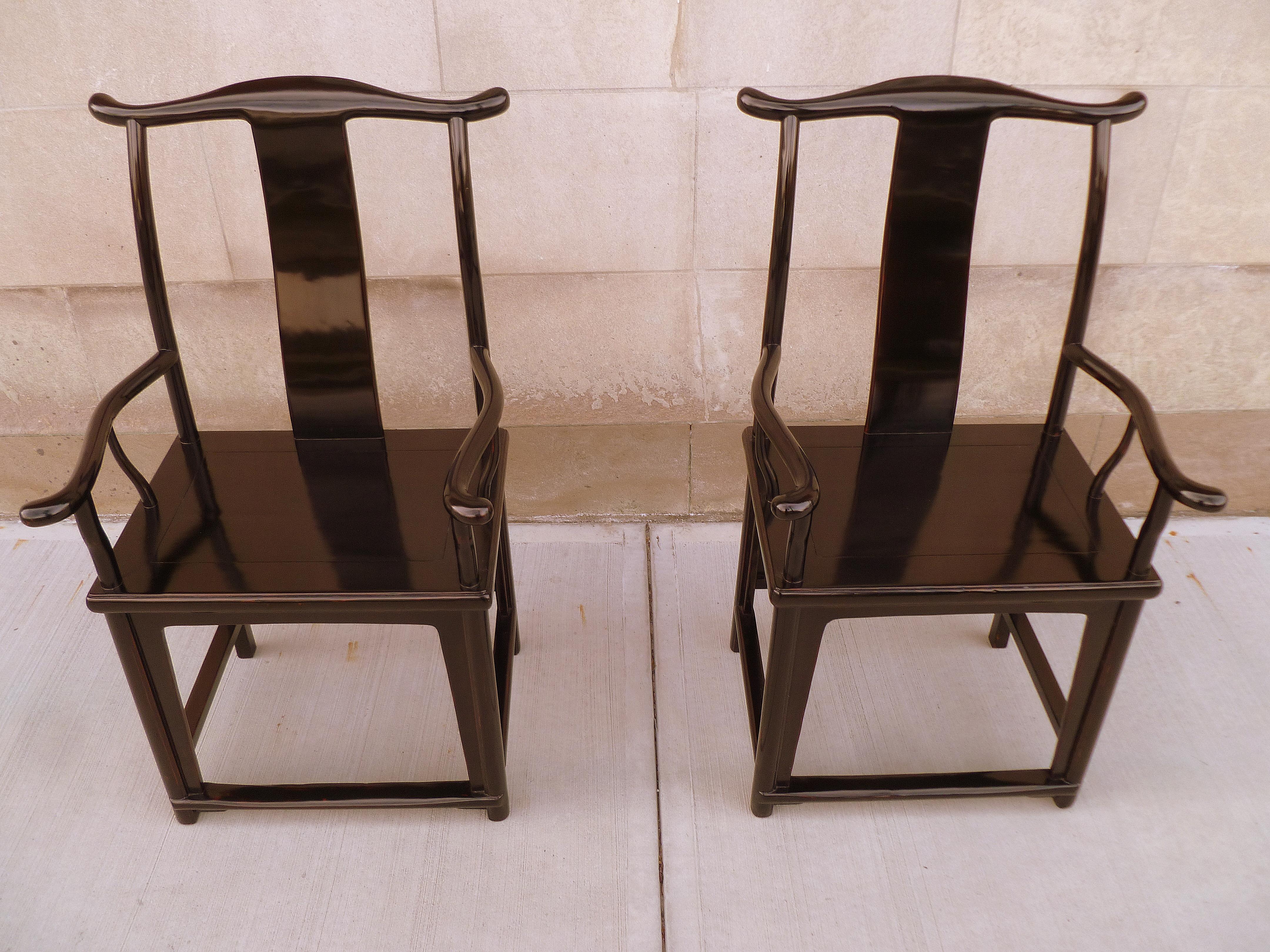 Pair of Refine Black Lacquer Armchairs 7