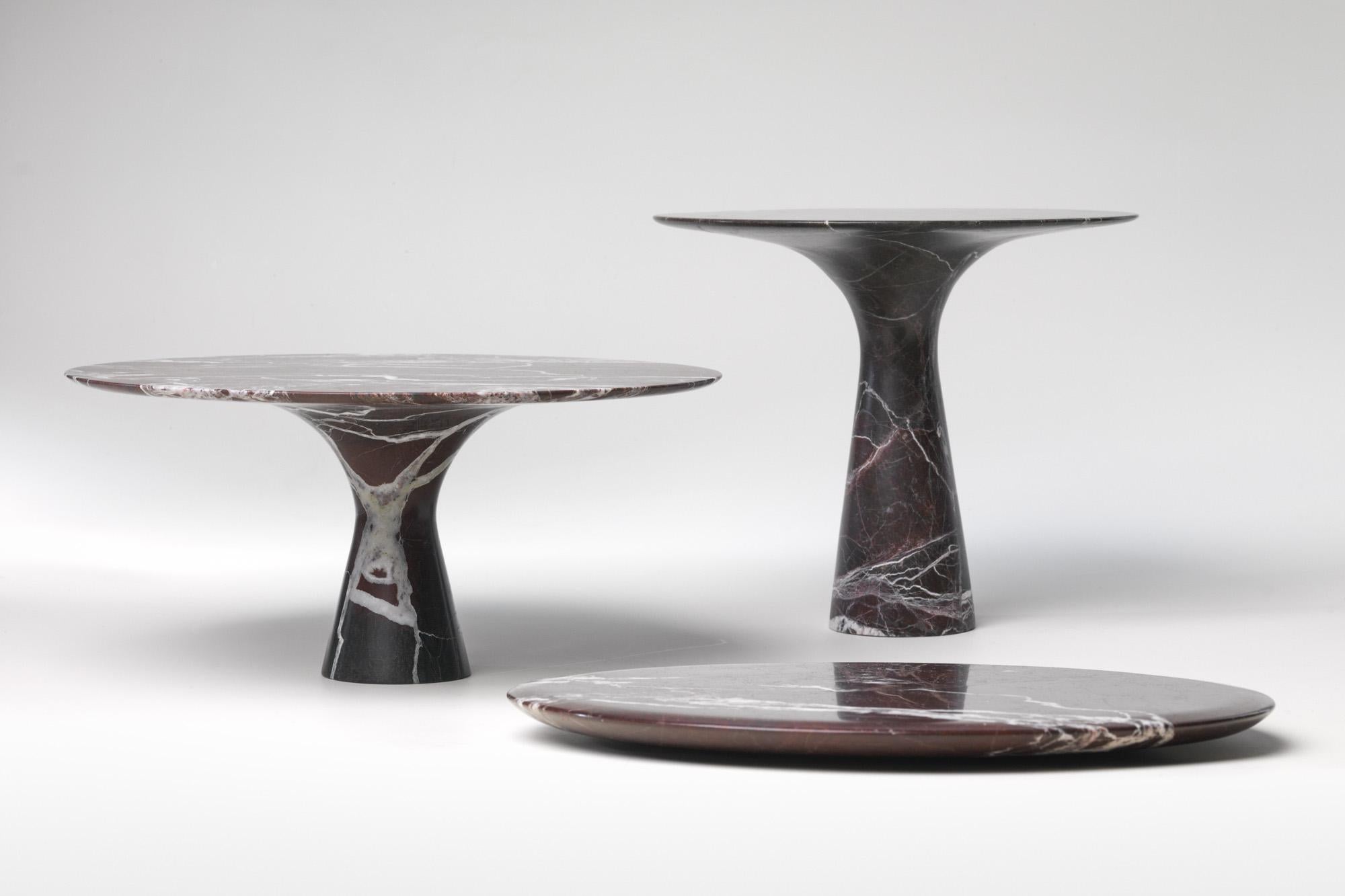 Post-Modern Pair of Refined Contemporary Marble 03 Rosso Lepanto Marble Cake Stand For Sale